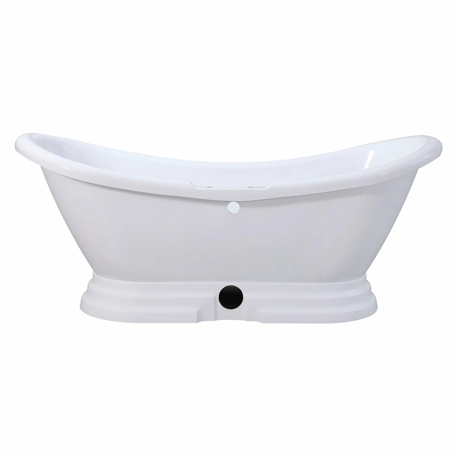 Aqua Eden VT7DS692828PBA 69-Inch Acrylic Double Slipper Pedestal Tub With 7-Inch Faucet Drillings, Glossy White - Image 4