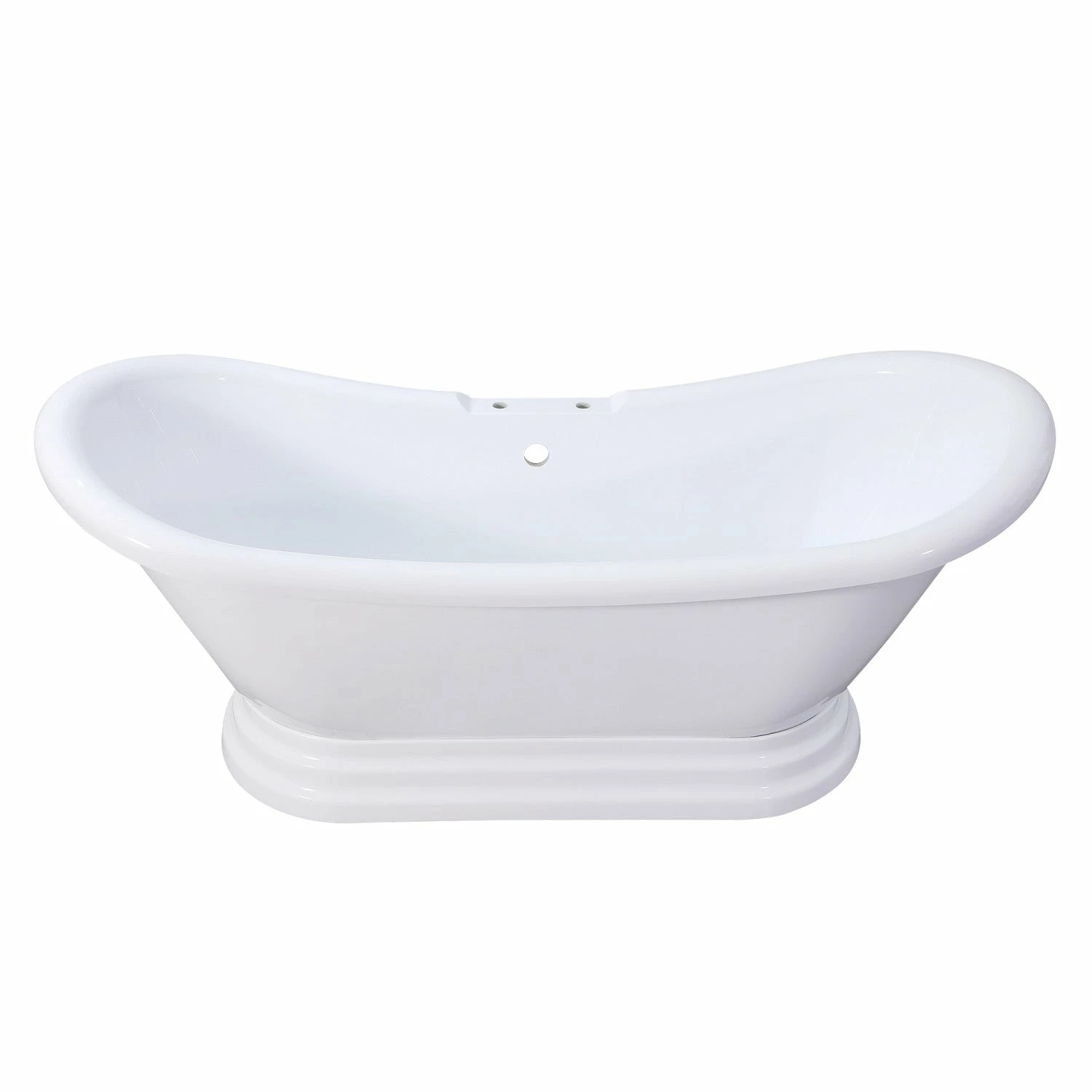Aqua Eden VT7DS692828PBA 69-Inch Acrylic Double Slipper Pedestal Tub With 7-Inch Faucet Drillings, Glossy White - Image 2