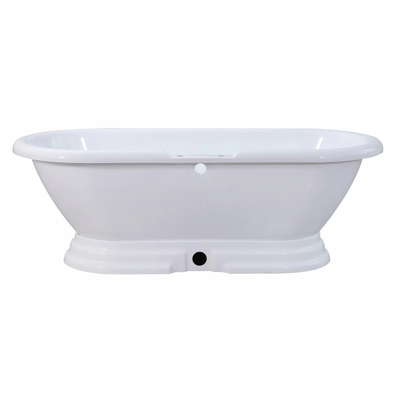 Aqua Eden VT7PE672824PBA 67-Inch Acrylic Double Ended Pedestal Tub With 7-Inch Faucet Drillings, Glossy White - Image 4