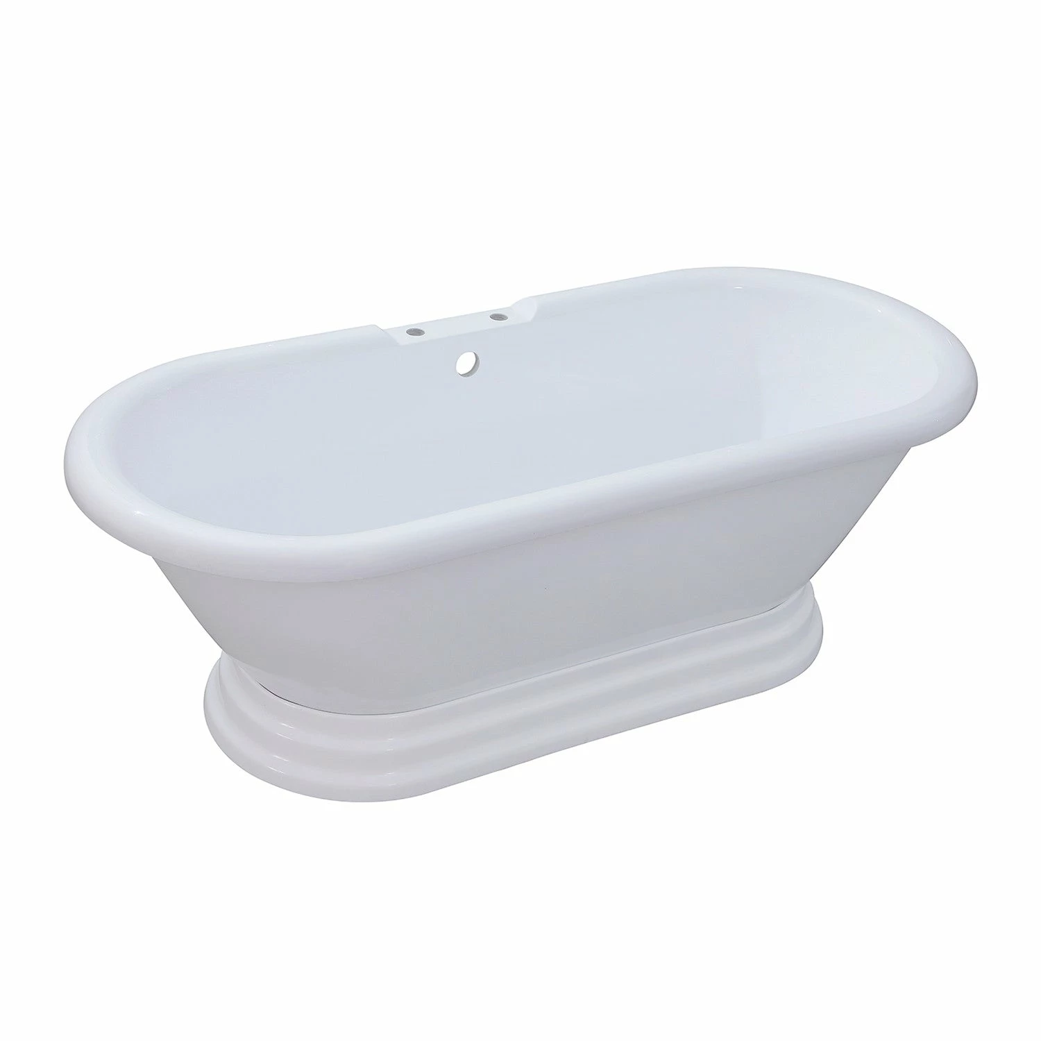 Aqua Eden VT7PE672824PBA 67-Inch Acrylic Double Ended Pedestal Tub With 7-Inch Faucet Drillings, Glossy White - Image 5