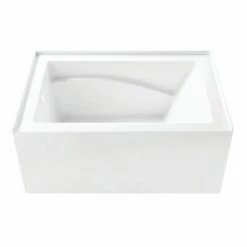 Oriel VTAM4832L22D 48-Inch Anti-Skid Acrylic Alcove Tub With Left Hand Drain, Glossy White