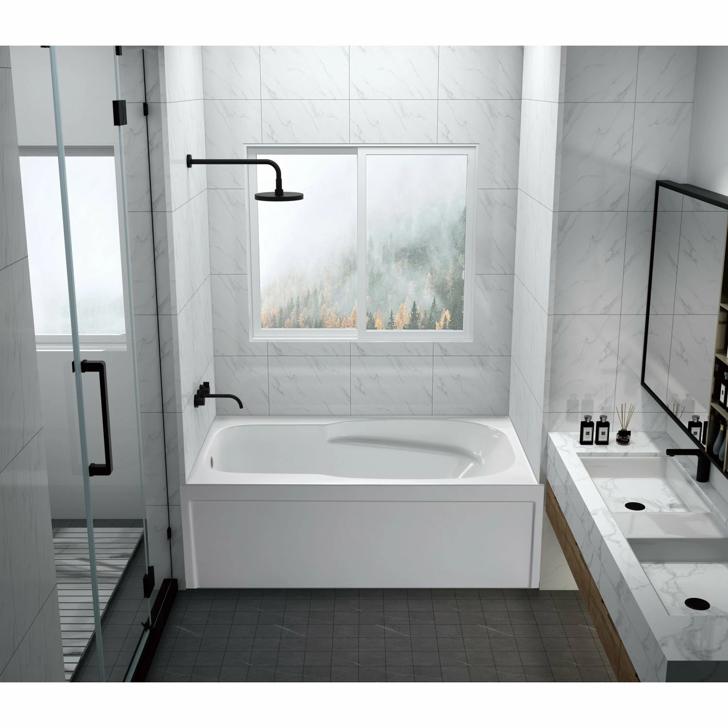 Oriel VTAM6031L21A 60-Inch Anti-Skid Acrylic Alcove Tub With Left Hand Drain Hole, White