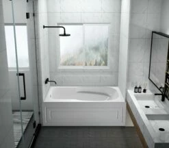 Oriel VTAM6031L21B 60-Inch Anti-Skid Acrylic Alcove Tub With Left Hand Drain Hole, White