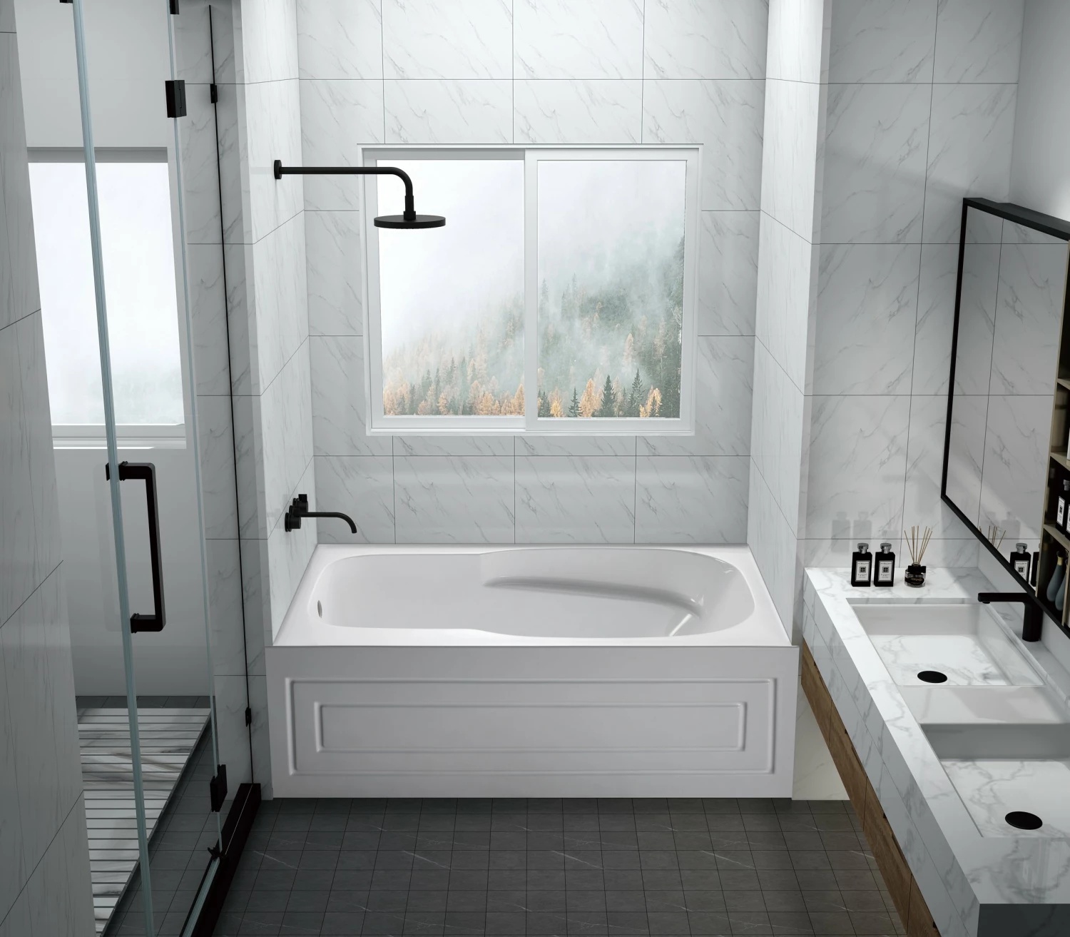 Oriel VTAM6031L21B 60-Inch Anti-Skid Acrylic Alcove Tub With Left Hand Drain Hole, White