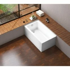 Aqua Eden VTAP5430L22TS 54-Inch Acrylic Alcove Tub With Left Hand Drain Hole, White