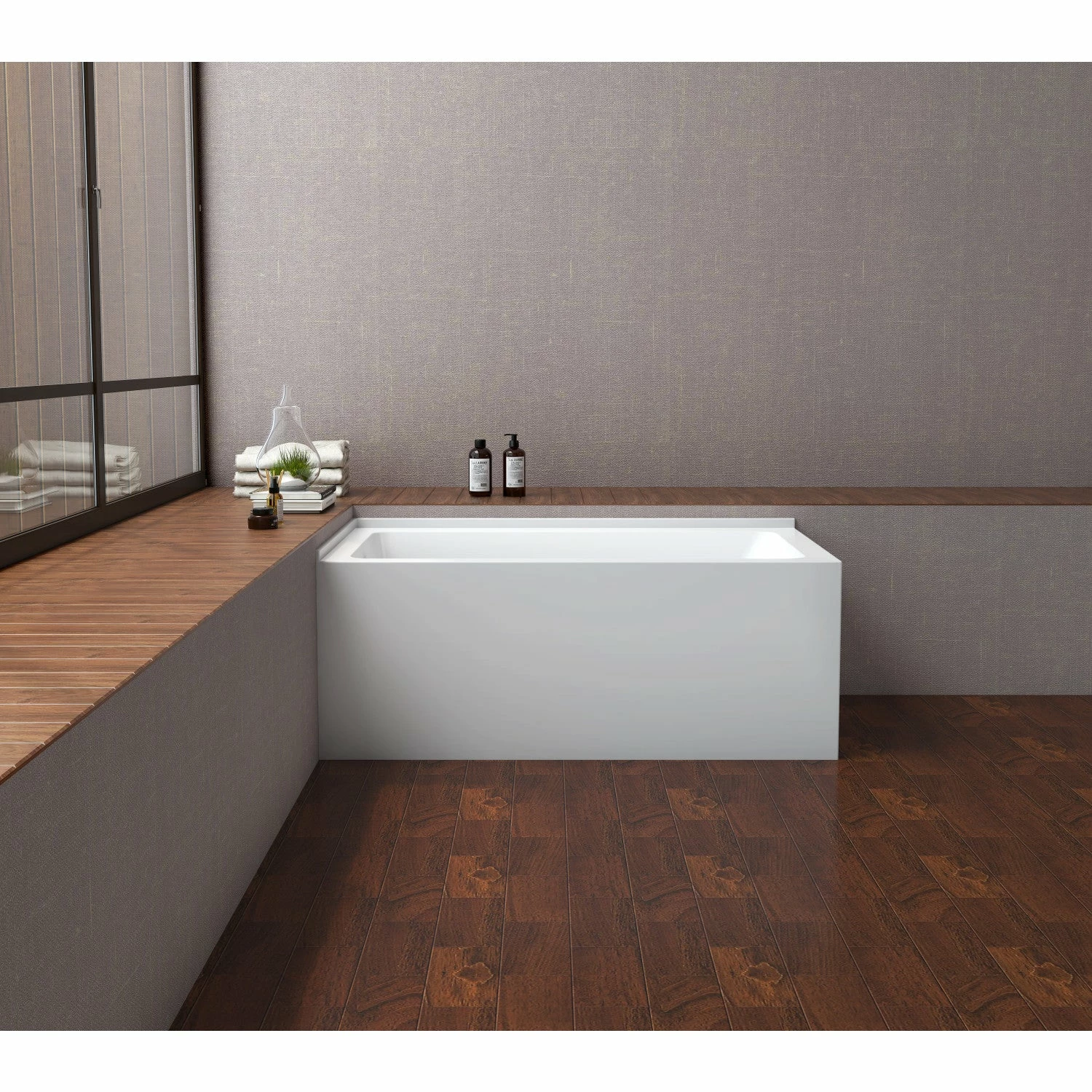 Aqua Eden VTAP5430L22TS 54-Inch Acrylic Alcove Tub With Left Hand Drain Hole, White - Image 2