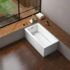 Aqua Eden VTAP6030L22TS 60-Inch Acrylic Alcove Tub With Left Hand Drain Hole, White