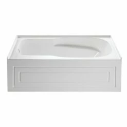 Oriel VTAP6031L21C 60-Inch Anti-Skid Acrylic Alcove Tub With Left Hand Drain Hole, White