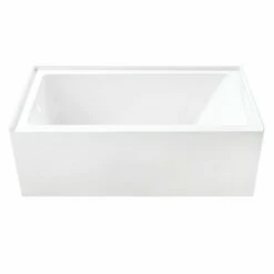Aqua Eden VTAP6031L22T 60-Inch Anti-Skid Acrylic Alcove Tub With Left Hand Drain Hole, Glossy White