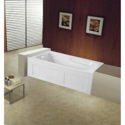 Aqua Eden VTAP603220CL 60-Inch Acrylic Anti-Skid Alcove Tub With Left Hand Drain Hole, White