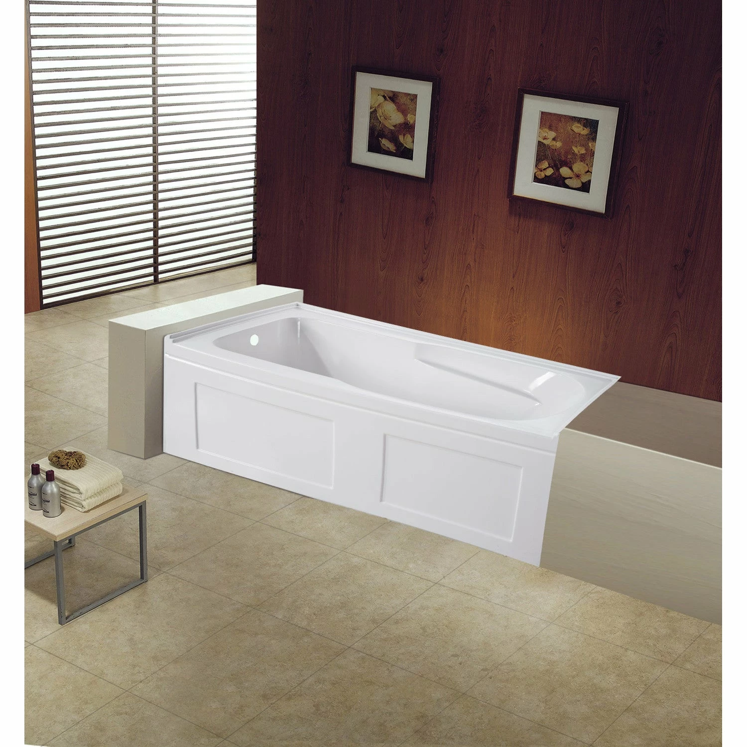 Aqua Eden VTAP603220CL 60-Inch Acrylic Anti-Skid Alcove Tub With Left Hand Drain Hole, White