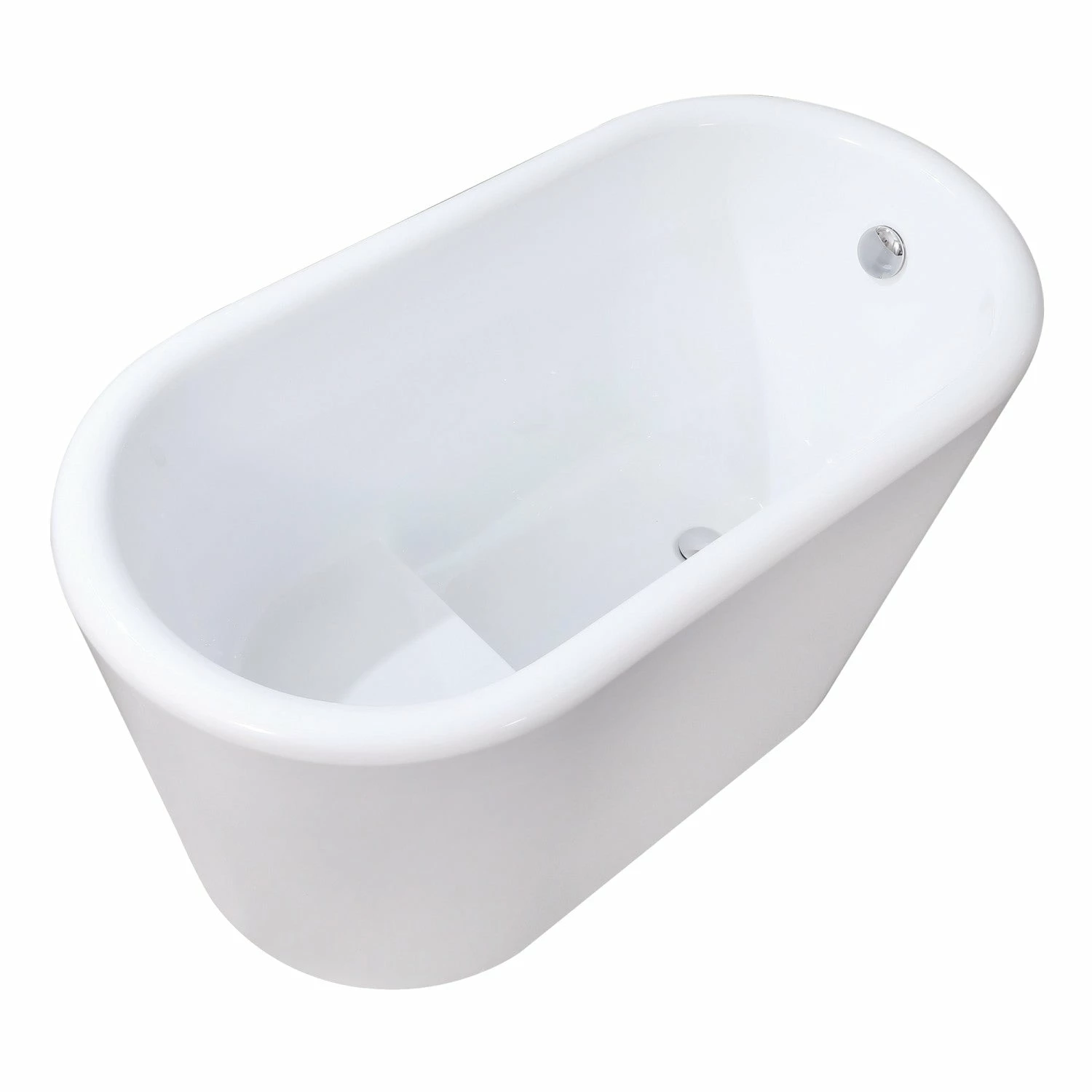 Aqua Eden VTDE512628BA 51-Inch Acrylic Freestanding Tub With Drain And Integrated Seat, Glossy White - Image 3