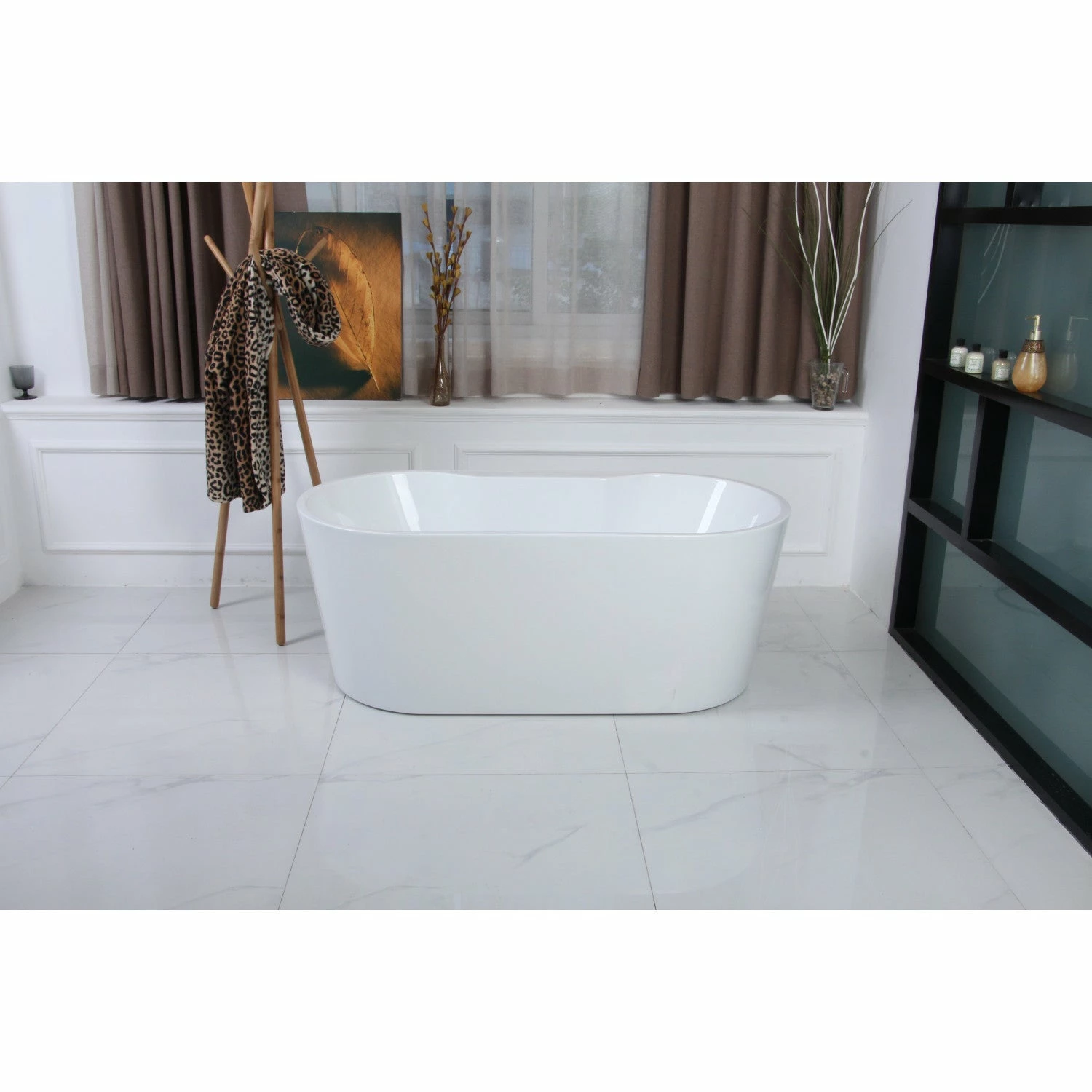 Aqua Eden VTDE512823 51-Inch Acrylic Freestanding Tub With Drain, Glossy White - Image 2