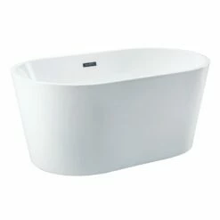 Aqua Eden VTDE533023 53-Inch Acrylic Freestanding Tub With Center Drain Hole, Glossy White