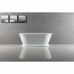 Aqua Eden VTDE663124 66-Inch Acrylic Double Ended Pedestal Tub With Square Overflow And Pop-Up Drain, White