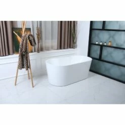 Aqua Eden VTDE673223 66.5-Inch Acrylic Freestanding Tub With Drain, Glossy White