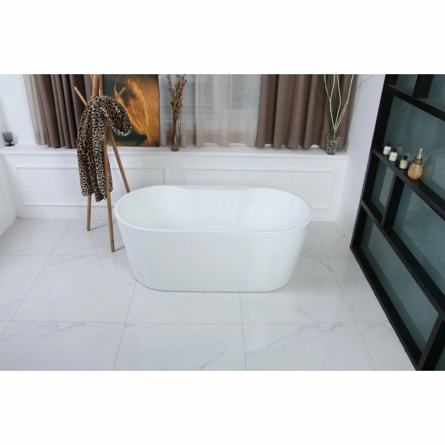 Aqua Eden VTDE673223 66.5-Inch Acrylic Freestanding Tub With Drain, Glossy White - Image 3