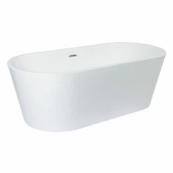 Aqua Eden VTDE713223T 71-Inch Acrylic Freestanding Tub With Center Drain Hole, Glossy White