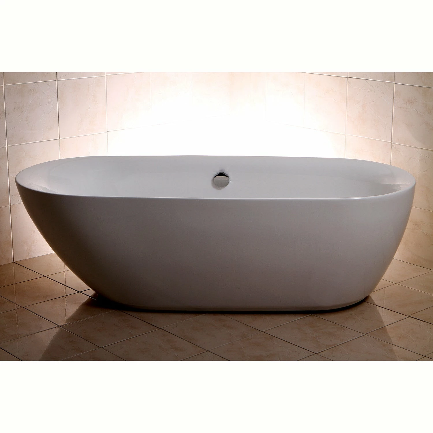 Aqua Eden VTDE713321 71-Inch Acrylic Double Ended Freestanding Tub With Drain, White
