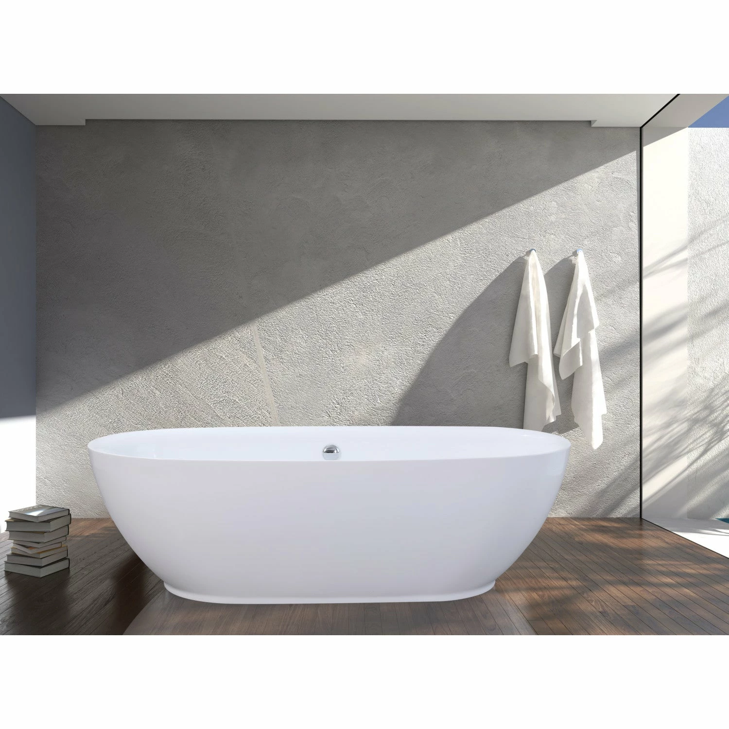 Aqua Eden VTDE713321BA 71-Inch Acrylic Double Ended Freestanding Tub With Drain, Glossy White - Image 2