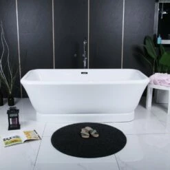 Aqua Eden VTDE713524WA 71-Inch Acrylic Double Ended Pedestal Tub With Drain, Glossy White