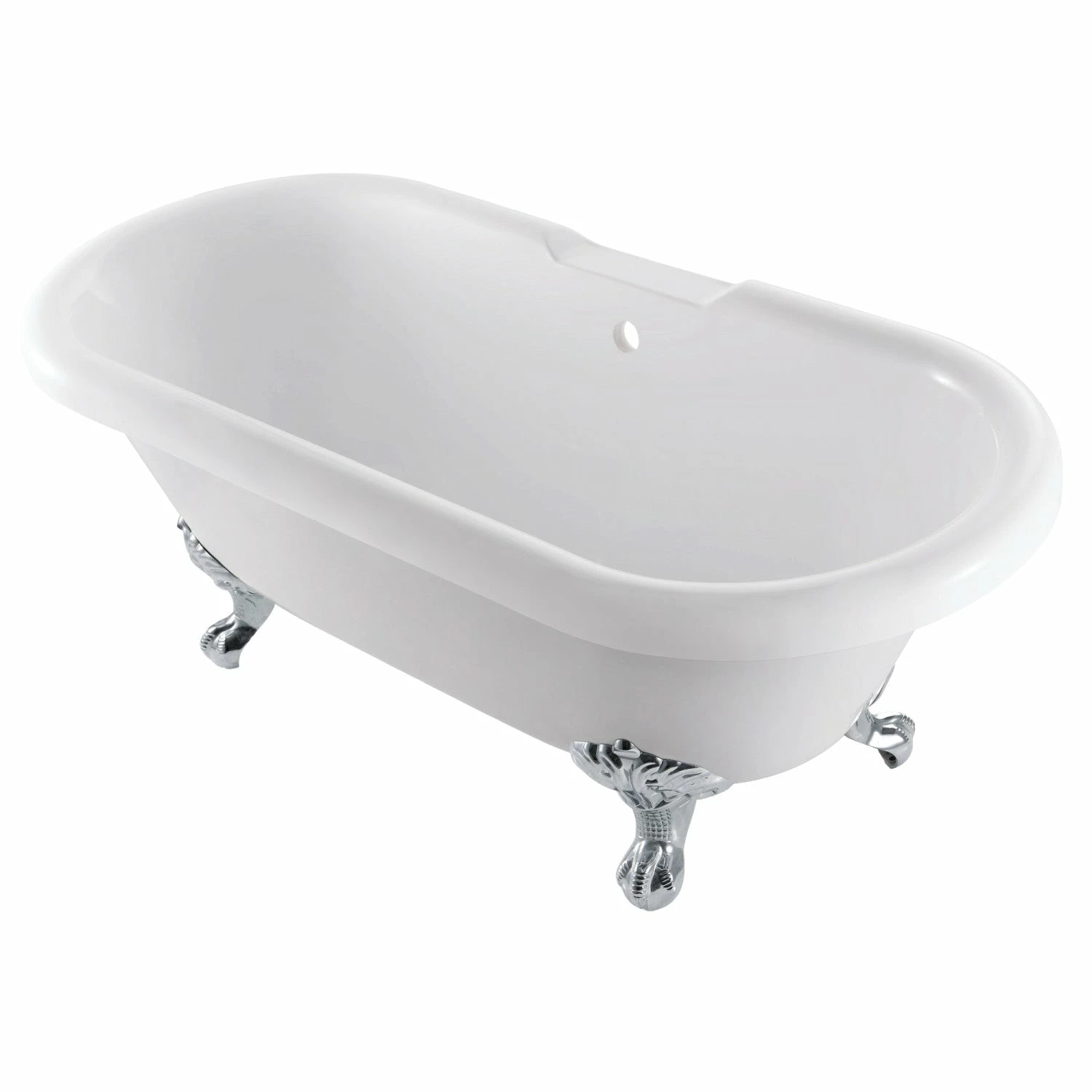 Aqua Eden VTDS672924JNH1 67-Inch Acrylic Double Ended Clawfoot Tub (No Faucet Drillings), White/Polished Chrome - Image 2