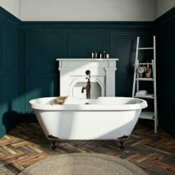 Aqua Eden VTDS672924JNH5 67-Inch Acrylic Double Ended Clawfoot Tub (No Faucet Drillings), White/Oil Rubbed Bronze