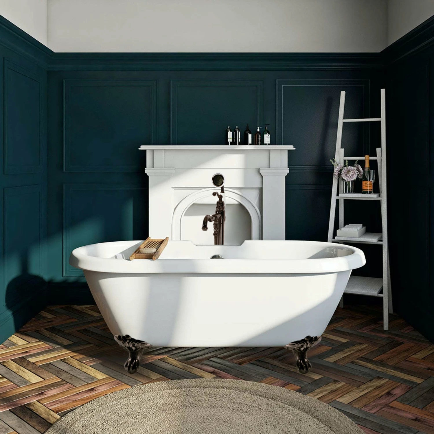 Aqua Eden VTDS672924JNH5 67-Inch Acrylic Double Ended Clawfoot Tub (No Faucet Drillings), White/Oil Rubbed Bronze