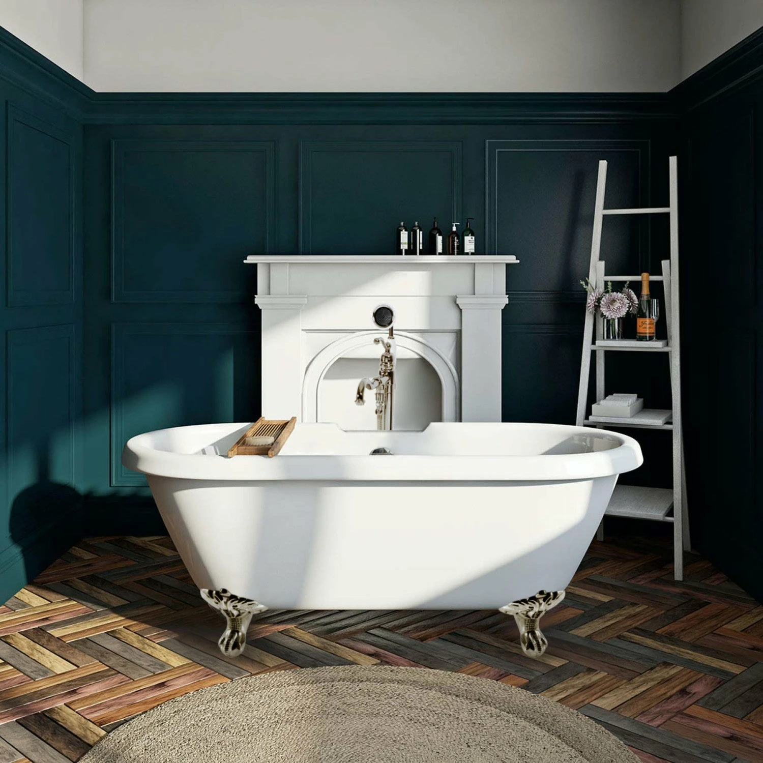 Aqua Eden VTDS672924JNH6 67-Inch Acrylic Double Ended Clawfoot Tub (No Faucet Drillings), White/Polished Nickel