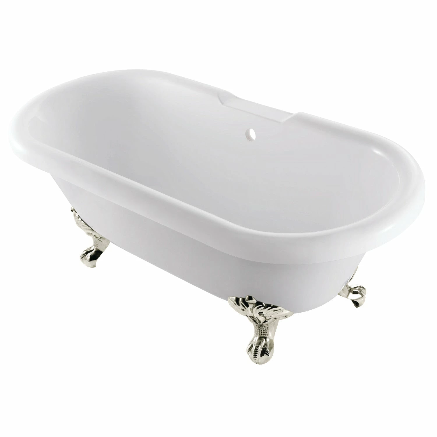 Aqua Eden VTDS672924JNH6 67-Inch Acrylic Double Ended Clawfoot Tub (No Faucet Drillings), White/Polished Nickel - Image 2