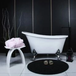 Aqua Eden VTND512824WAC1 51-Inch Acrylic Single Slipper Clawfoot Tub (No Faucet Drillings), White/Polished Chrome