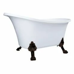 Aqua Eden VTND512824WAC5 51-Inch Acrylic Single Slipper Clawfoot Tub (No Faucet Drillings), White/Oil Rubbed Bronze