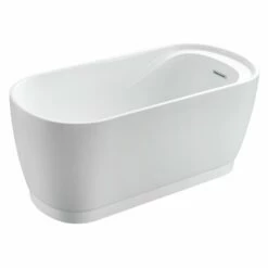 Aqua Eden VTOV512925S 51-Inch Acrylic Freestanding Tub With Drain And Integrated Seat, Glossy White