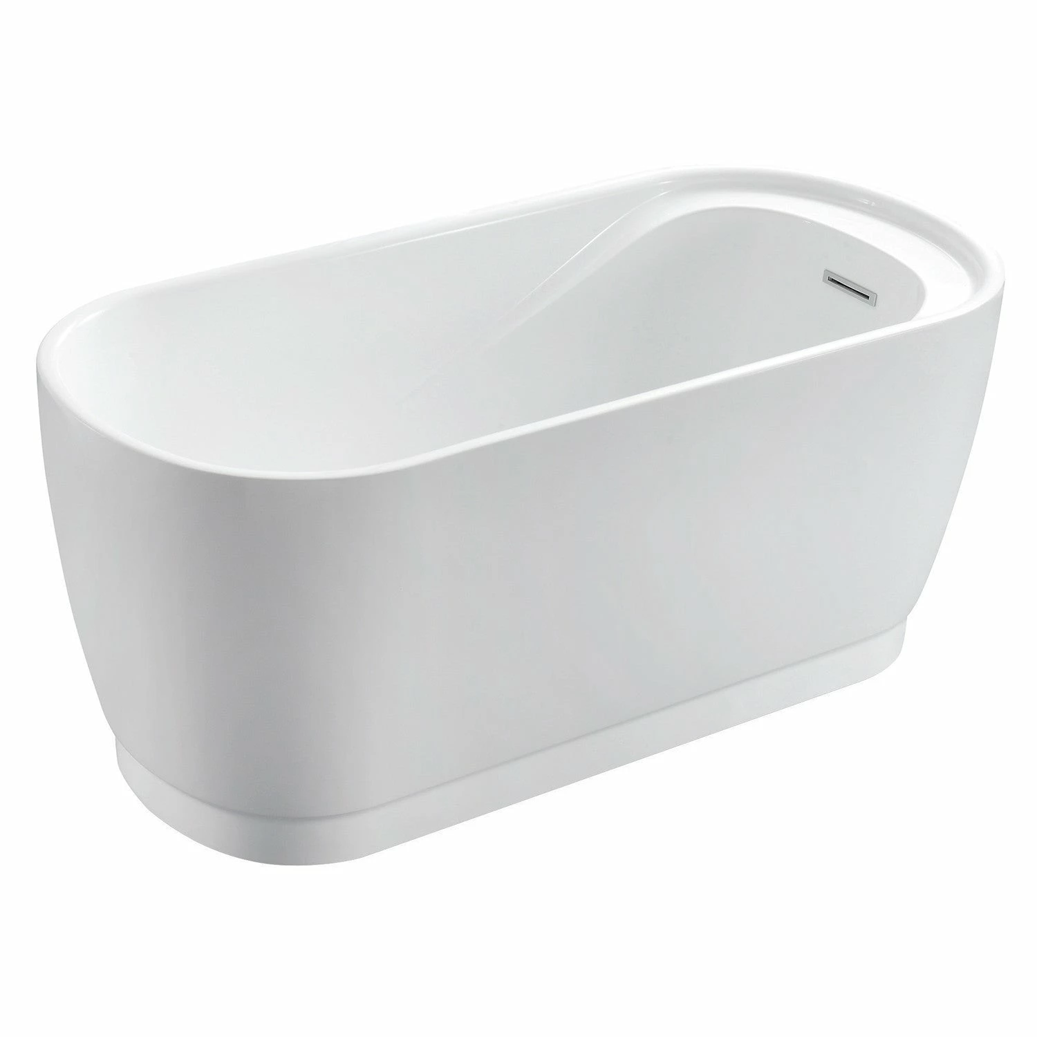 Aqua Eden VTOV512925S 51-Inch Acrylic Freestanding Tub With Drain And Integrated Seat, Glossy White