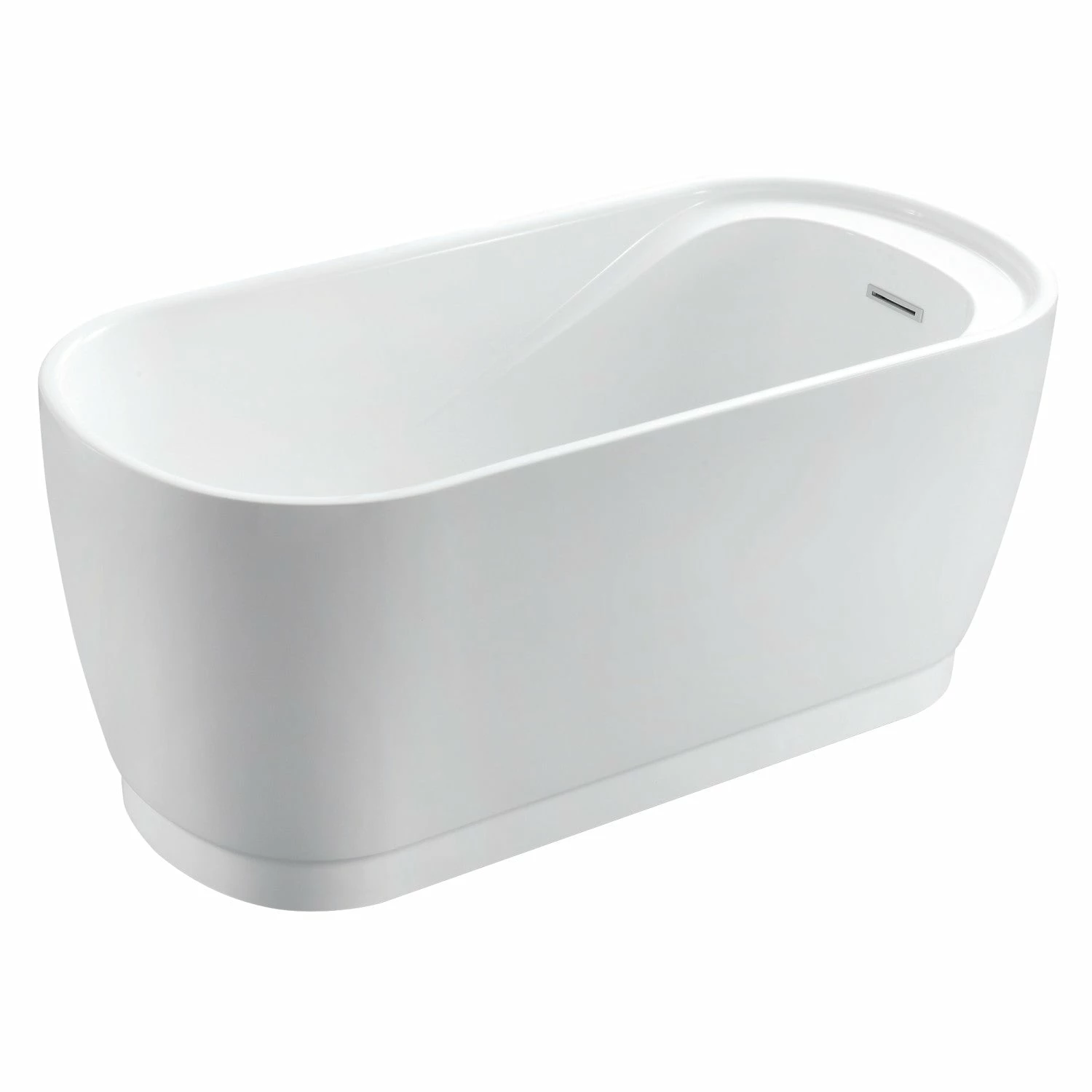 Aqua Eden VTOV512925S 51-Inch Acrylic Freestanding Tub With Drain And Integrated Seat, Glossy White - Image 3