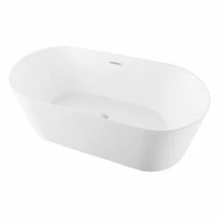 Aqua Eden VTOV543023 54-Inch Acrylic Freestanding Tub With Center Drain Hole, Glossy White