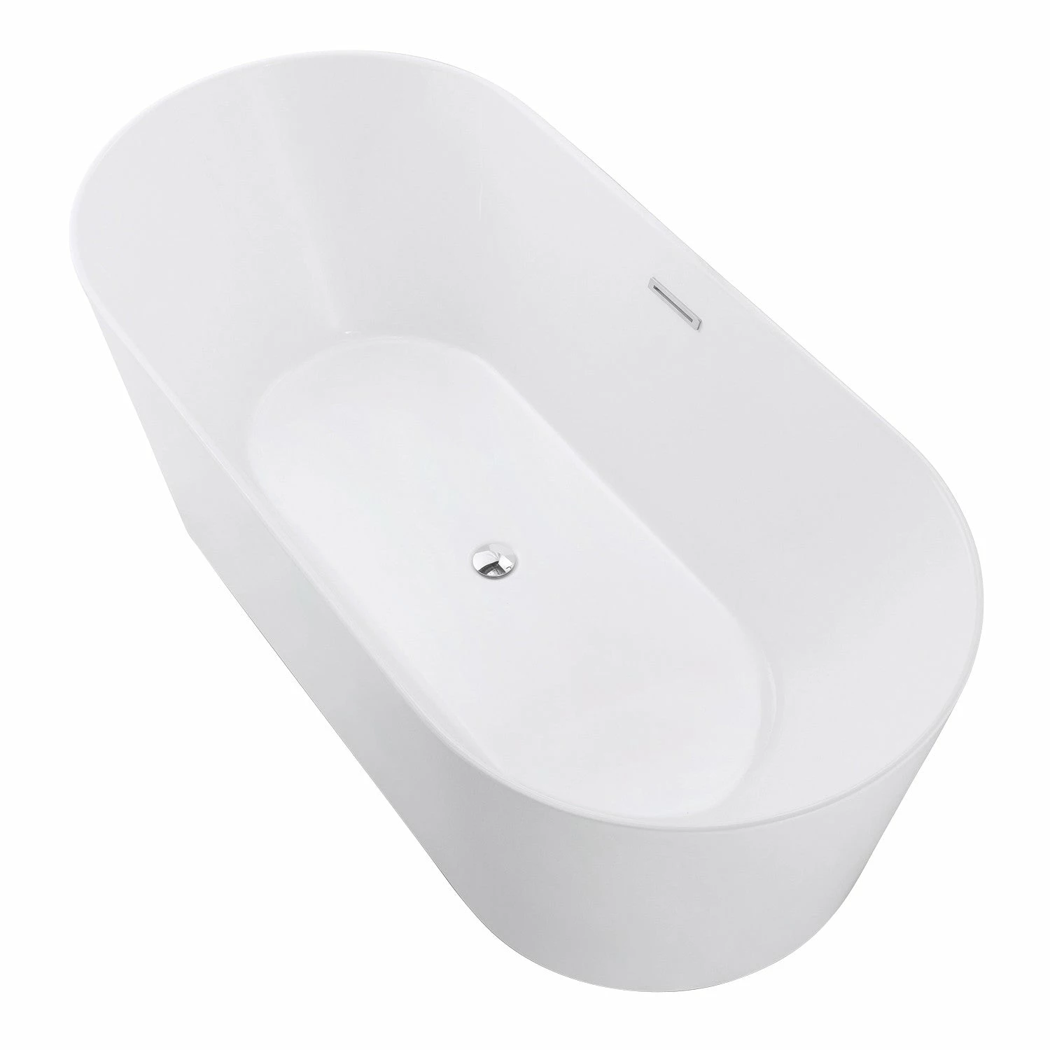 Aqua Eden VTOV543023 54-Inch Acrylic Freestanding Tub With Center Drain Hole, Glossy White - Image 3