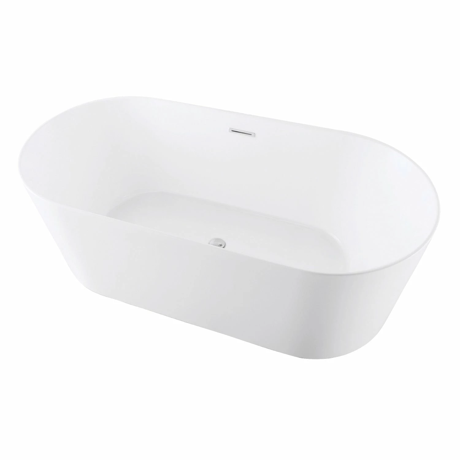 Aqua Eden VTOV543023 54-Inch Acrylic Freestanding Tub With Center Drain Hole, Glossy White