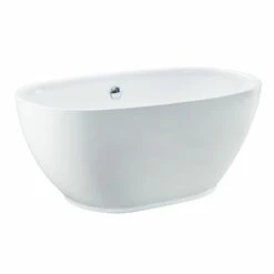 Aqua Eden VTOV553023U 55-Inch Acrylic Freestanding Tub With Center Drain Hole, Glossy White
