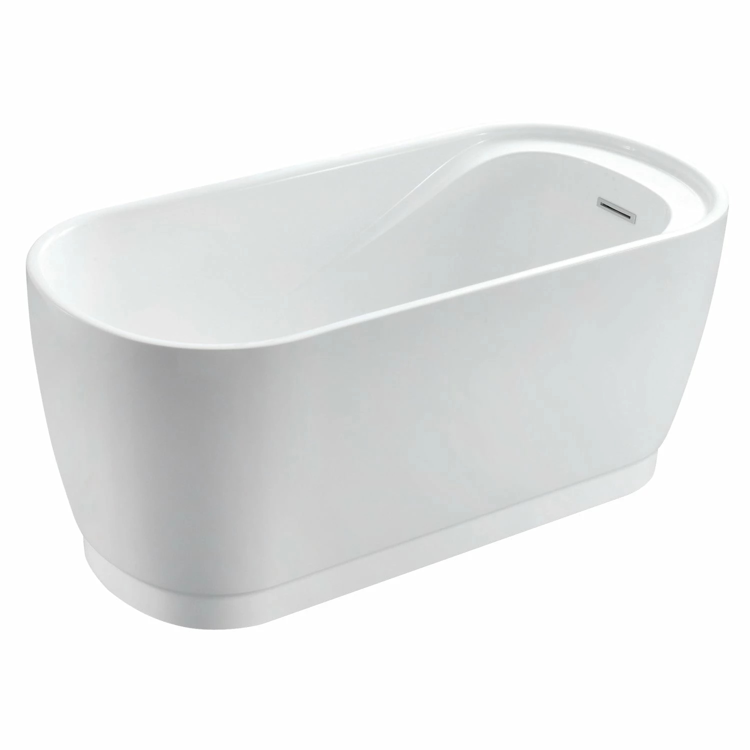 Aqua Eden VTOV592925S 59-Inch Acrylic Freestanding Tub With Drain And Integrated Seat, Glossy White - Image 3