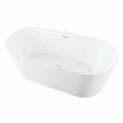 Aqua Eden VTOV593023 59-Inch Acrylic Freestanding Tub With Center Drain Hole, Glossy White
