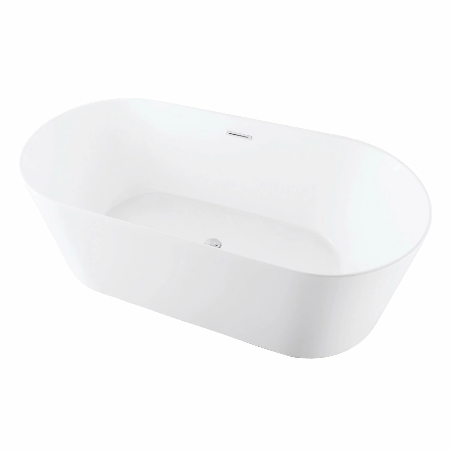 Aqua Eden VTOV593023 59-Inch Acrylic Freestanding Tub With Center Drain Hole, Glossy White