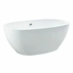 Aqua Eden VTOV593023U 59-Inch Acrylic Freestanding Tub With Center Drain Hole, Glossy White
