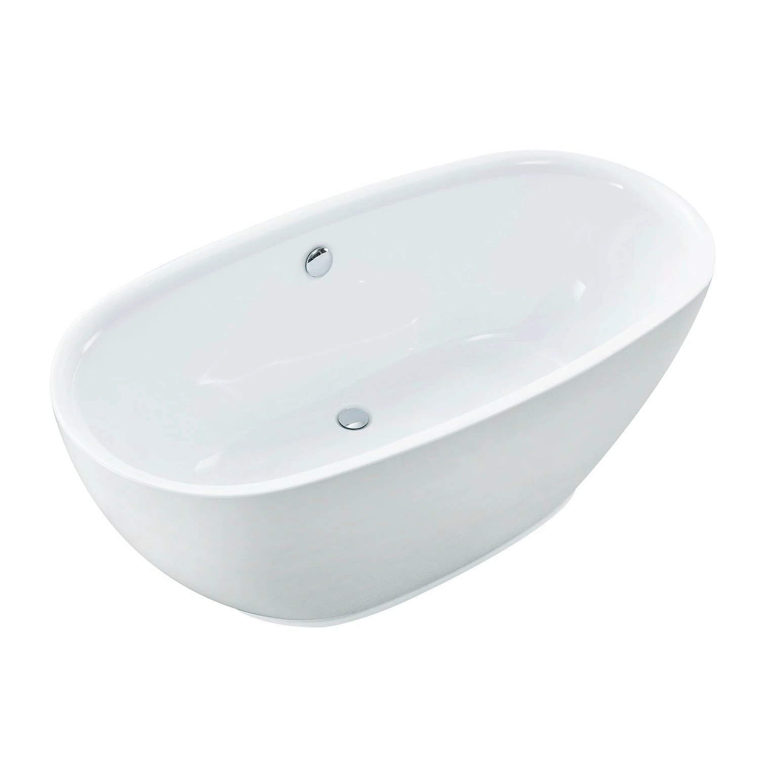 Aqua Eden VTOV593023U 59-Inch Acrylic Freestanding Tub With Center Drain Hole, Glossy White - Image 2