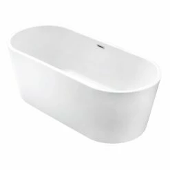 Aqua Eden VTOV633024 63-Inch Acrylic Freestanding Tub With Center Drain Hole, Glossy White