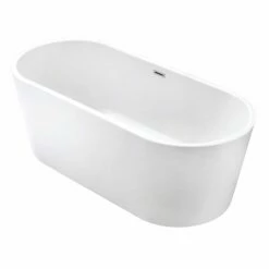 Aqua Eden VTOV673023 67-Inch Acrylic Freestanding Tub With Center Drain Hole, Glossy White