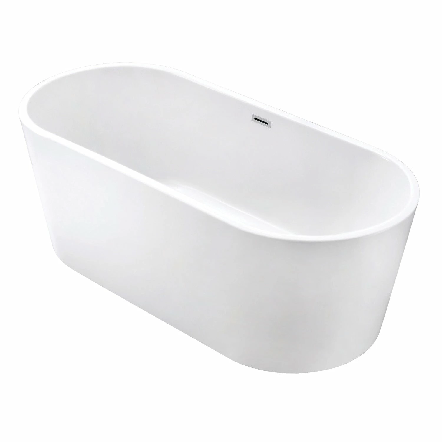 Aqua Eden VTOV673023 67-Inch Acrylic Freestanding Tub With Center Drain Hole, Glossy White