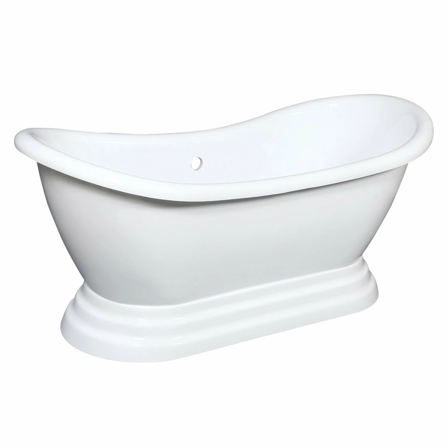 Aqua Eden VTPDS602827 60-Inch Acrylic Double Slipper Pedestal Tub (No Faucet Drillings), Glossy White