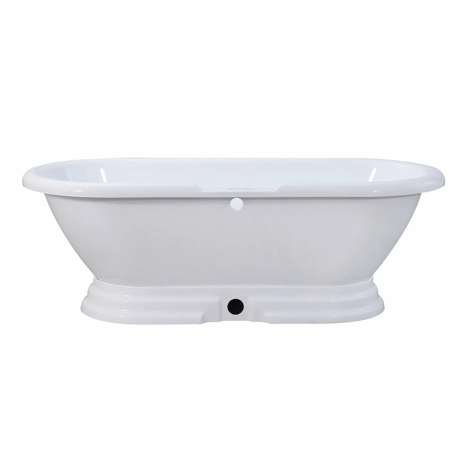 Aqua Eden VTPE672824PBA 67-Inch Acrylic Double Ended Pedestal Tub (No Faucet Drillings), Glossy White - Image 5