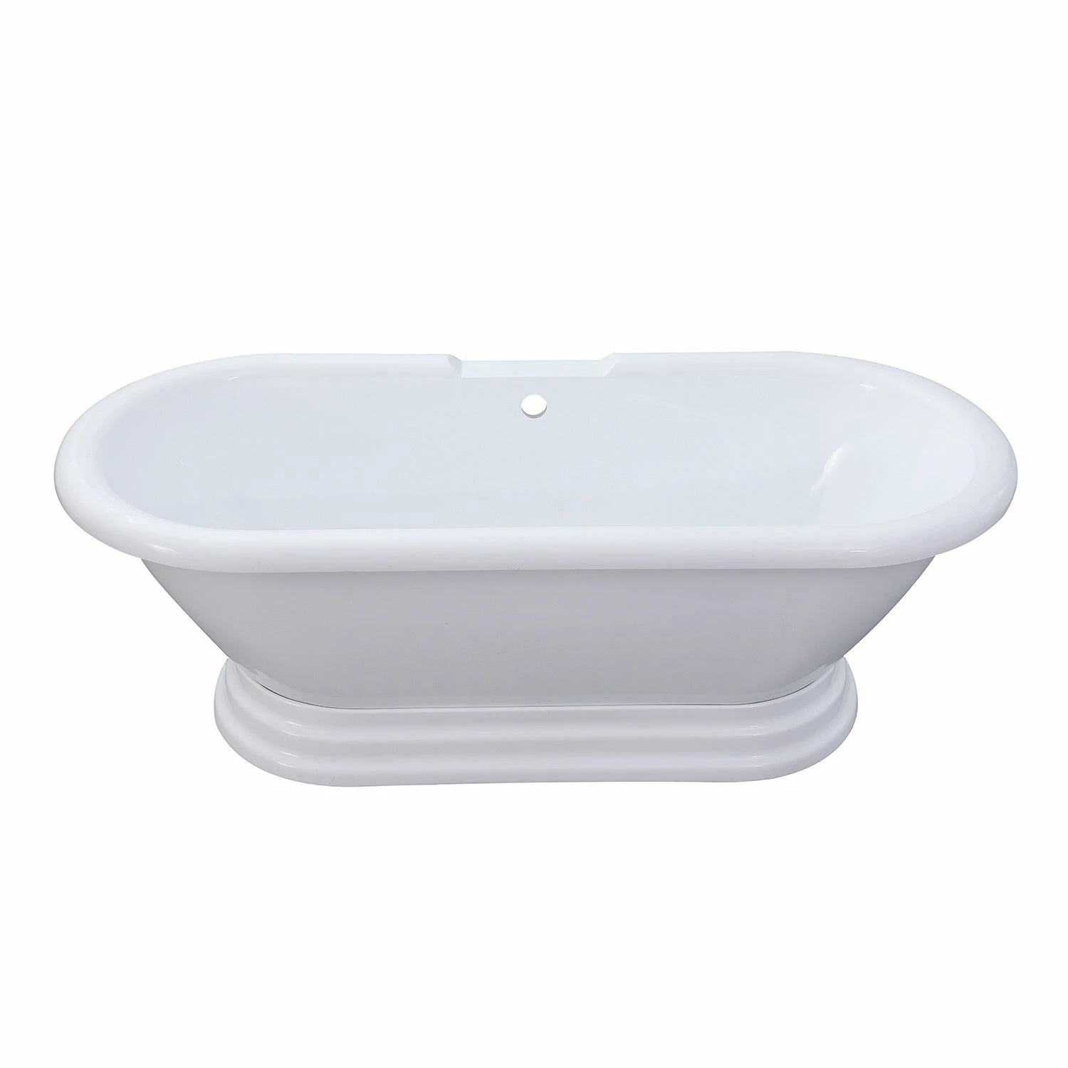 Aqua Eden VTPE672824PBA 67-Inch Acrylic Double Ended Pedestal Tub (No Faucet Drillings), Glossy White - Image 8